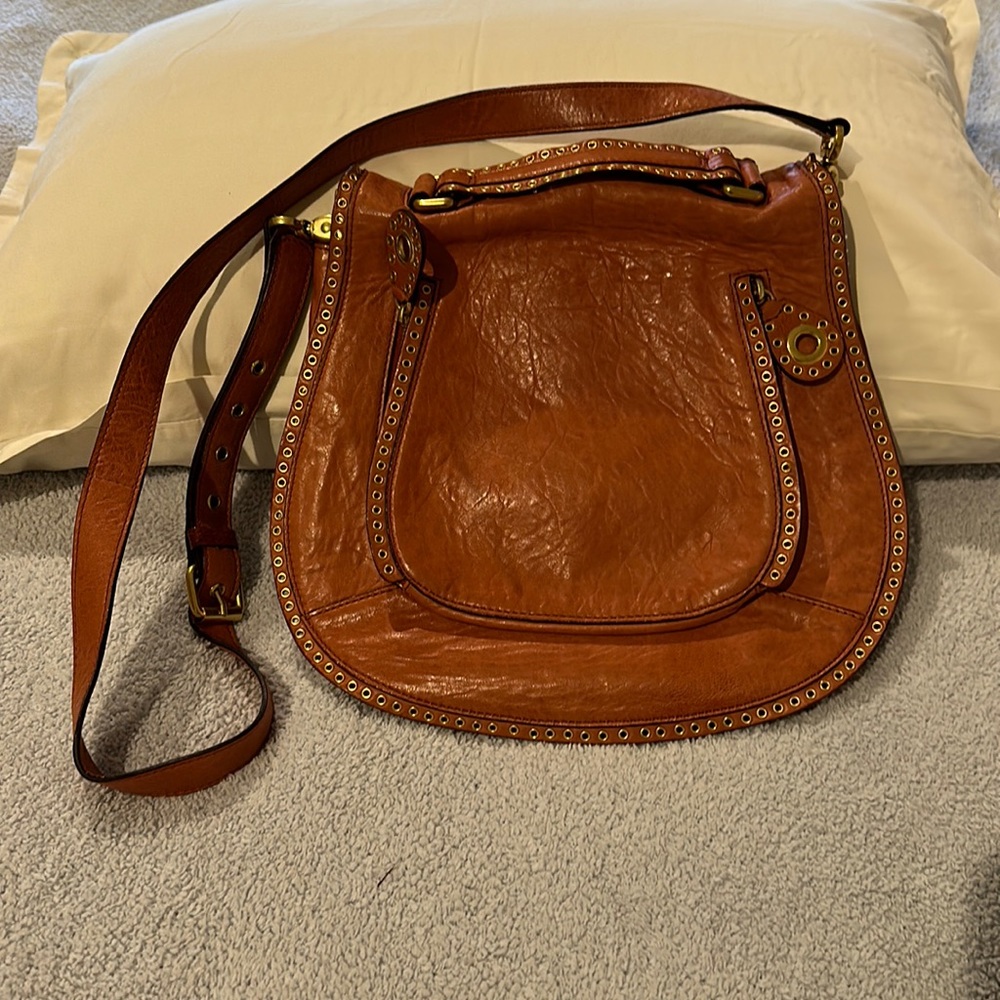 Rebecca Minkoff peach/orange leather crossbody with top handle